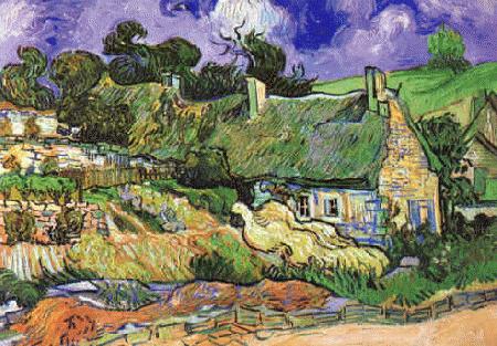 Vincent Van Gogh Thatched Cottages at Cordeville oil painting picture